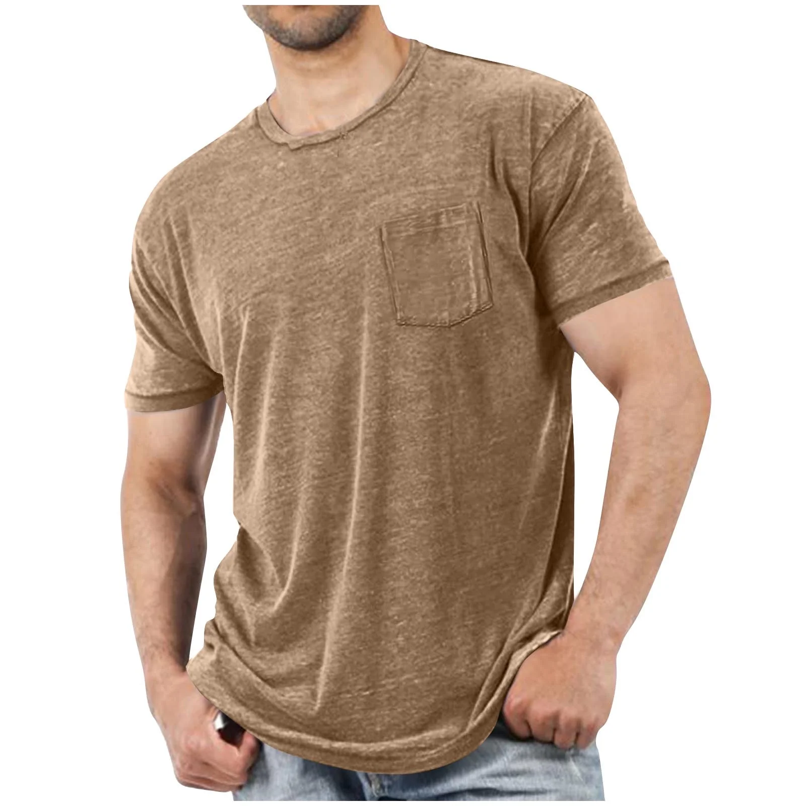 Mens Short Sleeve Pocket Tee Solid Casual